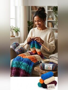 Mixed Yarn Bundle Lot of 6 | Blue Teal Orange Cream | Soft Acrylic Knitting